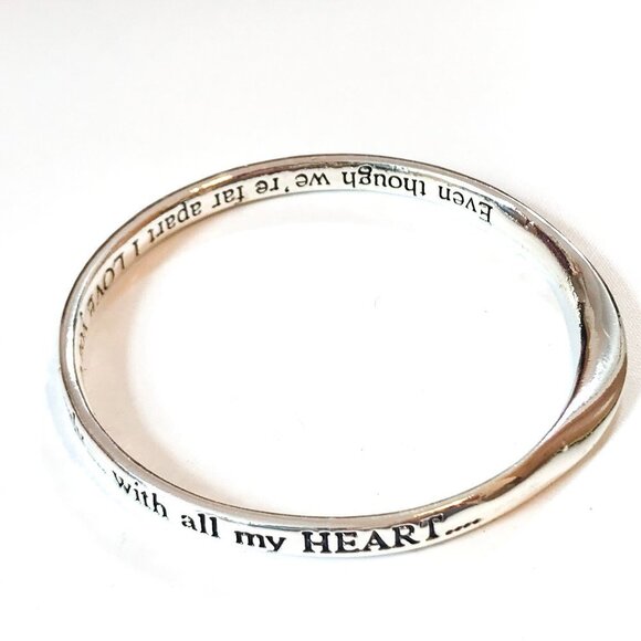 Silver Plated Message Bangle - Even though we're far apart I LOVE you dearly.... - Picture 4 of 5